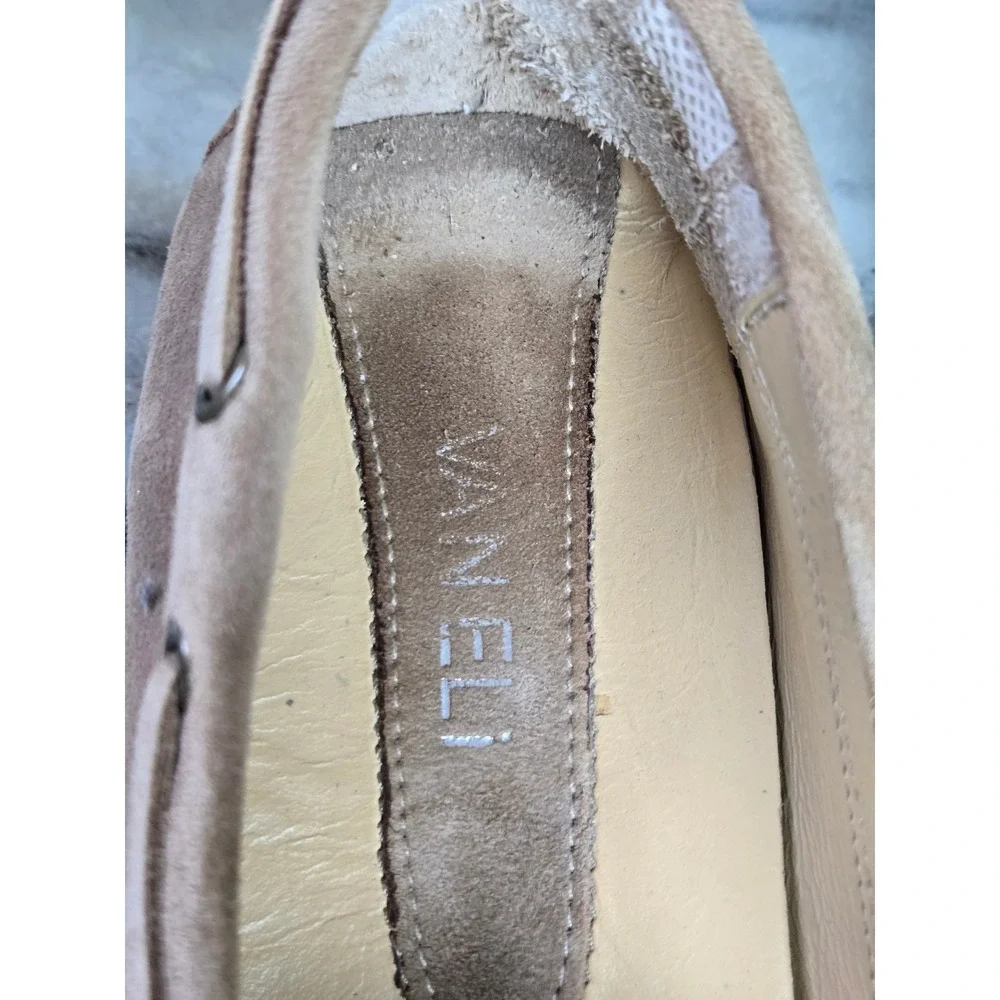 Vaneli Womens 7.5 A‎ Tan Suede Studded Driving Moccasins Loafers Beige Bow Shoes
